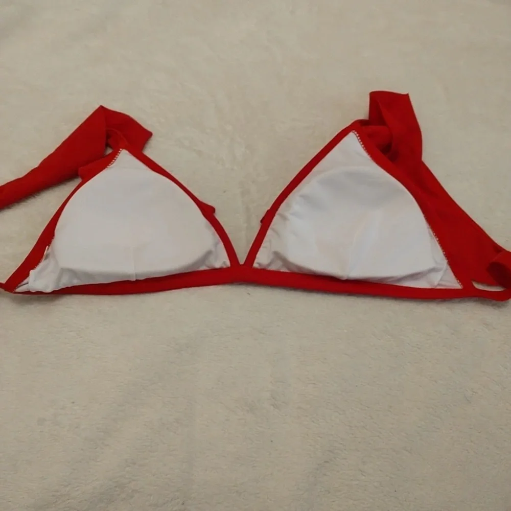SHEIN Vibrant Red Ruffle Bikini Top